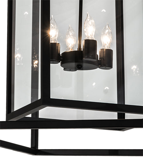 Meyda Lighting Kitzi Box 34" 8-Light Blackwash Pendant Light With Clear Shade Glass