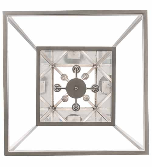 Meyda Lighting Kitzi Box 34" 8-Light Nickel Pendant Light With Clear Shade Glass