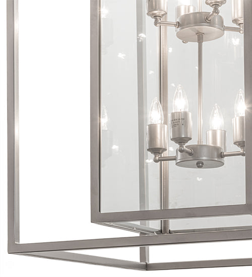 Meyda Lighting Kitzi Box 34" 8-Light Nickel Pendant Light With Clear Shade Glass