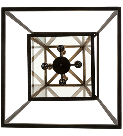 Meyda Lighting Kitzi Box 34" 8-Light Oil Rubbed Bronze Pendant Light With Clear Shade Glass