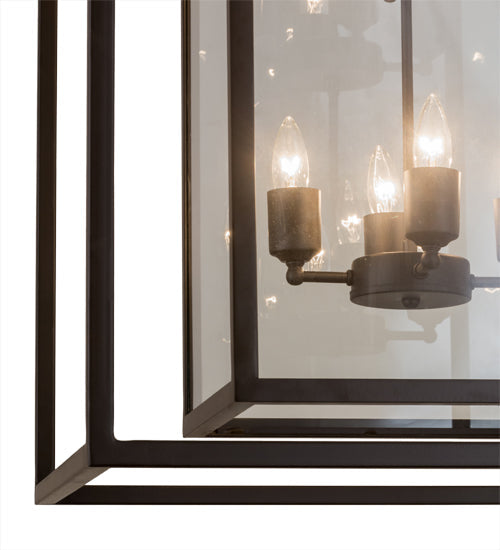 Meyda Lighting Kitzi Box 34" 8-Light Oil Rubbed Bronze Pendant Light With Clear Shade Glass