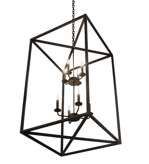 Meyda Lighting Kitzi Box 34" 8-Light Textured Black Pendant Light With Faux Candlelight