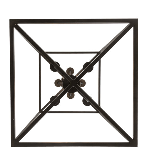 Meyda Lighting Kitzi Box 34" 8-Light Textured Black Pendant Light With Faux Candlelight