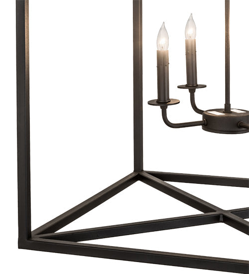 Meyda Lighting Kitzi Box 34" 8-Light Textured Black Pendant Light With Faux Candlelight