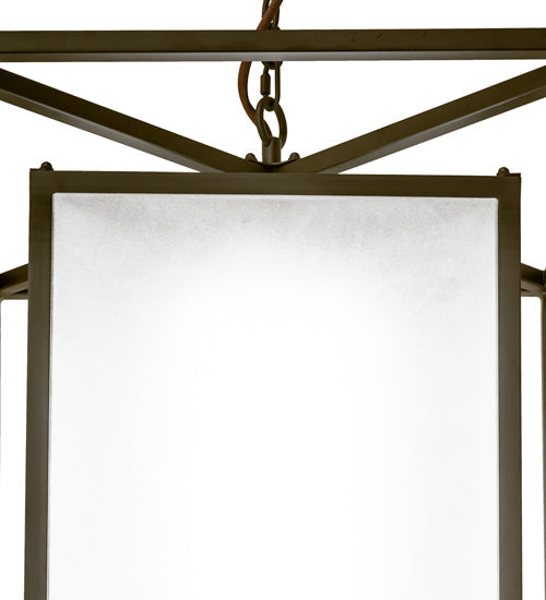 Meyda Lighting Kitzi Box 34" Oil Rubbed Bronze Pendant Light With Contrail Mist Idalight Shade