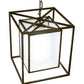 Meyda Lighting Kitzi Box 34" Oil Rubbed Bronze Pendant Light With Contrail Mist Idalight Shade