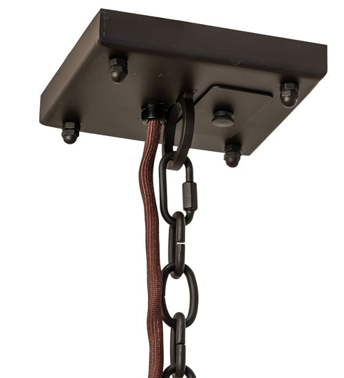 Meyda Lighting Kitzi Box 34" Oil Rubbed Bronze Pendant Light With Contrail Mist Idalight Shade