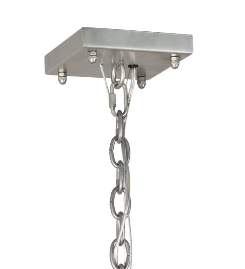 Meyda Lighting Kitzi Box 34"Sq 8-Light Nickel Powder Coat Pendant Light With Clear Seeded Shade Glass