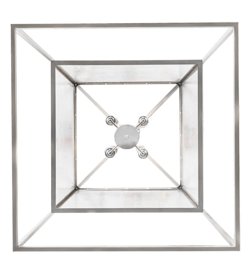 Meyda Lighting Kitzi Box 34"Sq 8-Light Nickel Powder Coat Pendant Light With Clear Seeded Shade Glass