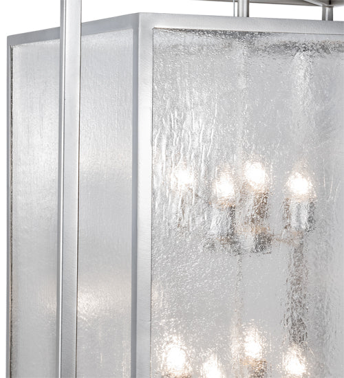 Meyda Lighting Kitzi Box 34"Sq 8-Light Nickel Powder Coat Pendant Light With Clear Seeded Shade Glass
