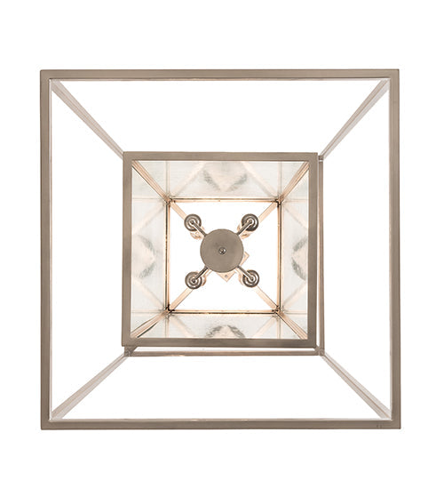 Meyda Lighting Kitzi Box 39" 8-Light Nickel Powder Coat Pendant Light With Clear Seeded Shade Glass