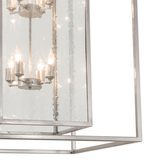 Meyda Lighting Kitzi Box 39" 8-Light Nickel Powder Coat Pendant Light With Clear Seeded Shade Glass