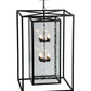 Meyda Lighting Kitzi Box 39" 8-Light Solar Black Box Pendant Light With Clear Waterglass Shade