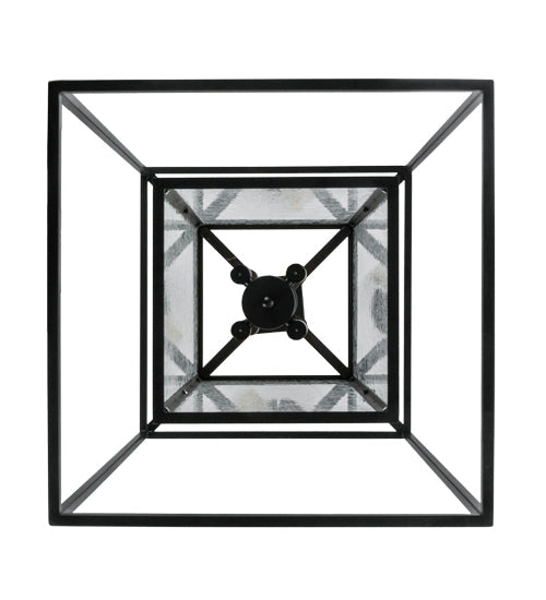 Meyda Lighting Kitzi Box 39" 8-Light Solar Black Box Pendant Light With Clear Waterglass Shade
