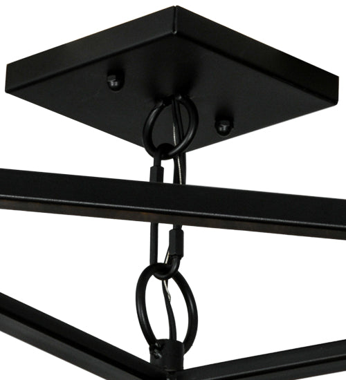 Meyda Lighting Kitzi Box 39" 8-Light Solar Black Box Pendant Light With Clear Waterglass Shade