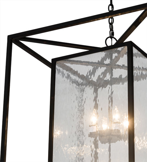 Meyda Lighting Kitzi Box 40" 8-Light Solar Black Pendant Light With Clear Waterglass Shade Glass