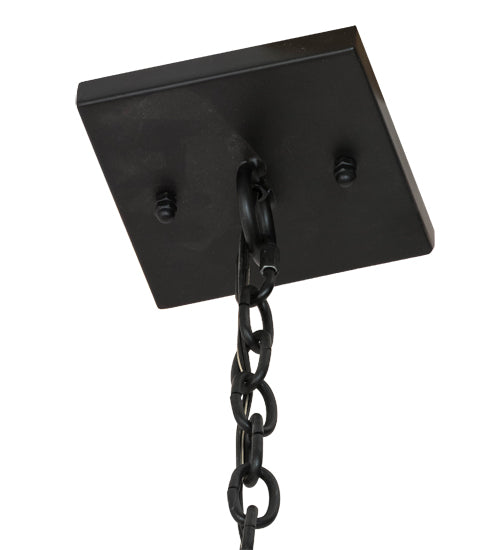 Meyda Lighting Kitzi Box 40" 8-Light Solar Black Pendant Light With Clear Waterglass Shade Glass