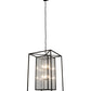 Meyda Lighting Kitzi Box 40" 8-Light Solar Black Pendant Light With Clear Waterglass Shade Glass