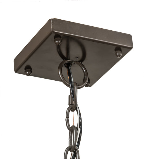 Meyda Lighting Kitzi Box 40" 8-Light Timeless Bronze & Extreme Chrome Pendant Light With Clear Shade Glass