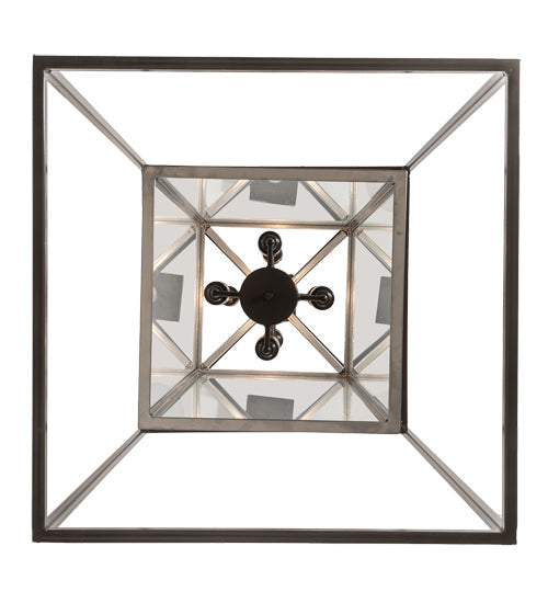 Meyda Lighting Kitzi Box 40" 8-Light Timeless Bronze & Extreme Chrome Pendant Light With Clear Shade Glass