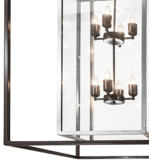 Meyda Lighting Kitzi Box 40" 8-Light Timeless Bronze & Extreme Chrome Pendant Light With Clear Shade Glass
