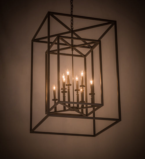Meyda Lighting Kitzi Box 40" 8-Light Timeless Bronze Pendant Light With Faux Candlelight