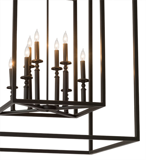 Meyda Lighting Kitzi Box 40" 8-Light Timeless Bronze Pendant Light With Faux Candlelight