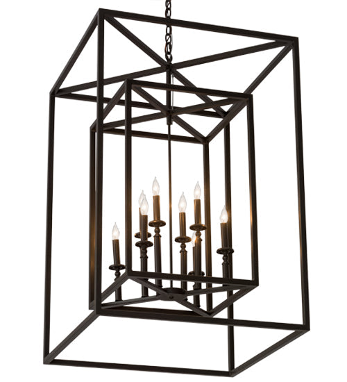 Meyda Lighting Kitzi Box 40" 8-Light Timeless Bronze Pendant Light With Faux Candlelight