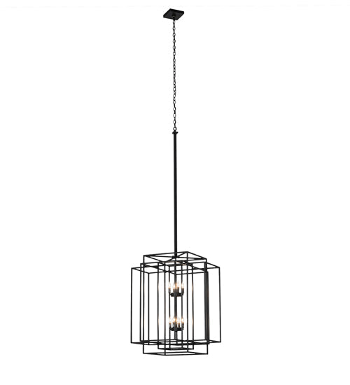 Meyda Lighting Kitzi Box 43" 8-Light Solar Black Pendant Light