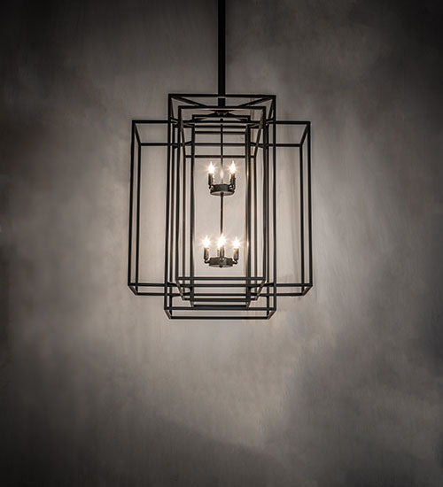 Meyda Lighting Kitzi Box 43" 8-Light Solar Black Pendant Light