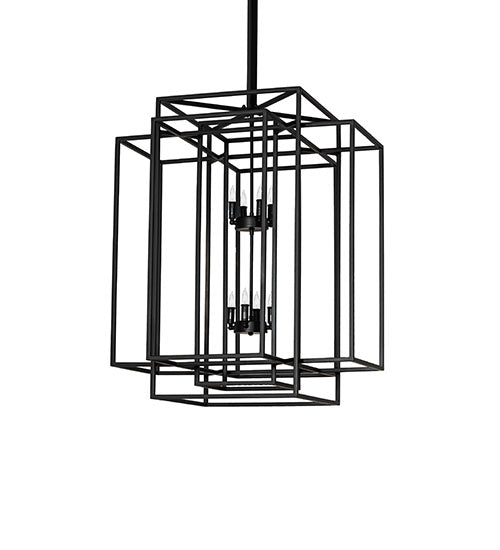 Meyda Lighting Kitzi Box 43" 8-Light Solar Black Pendant Light