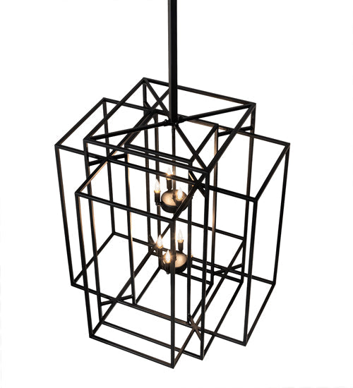 Meyda Lighting Kitzi Box 43" 8-Light Solar Black Pendant Light