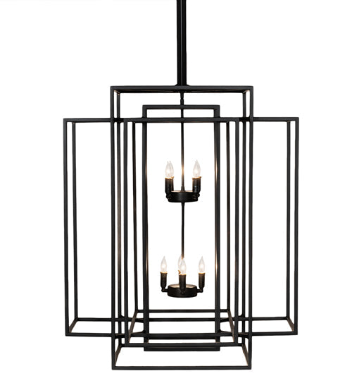 Meyda Lighting Kitzi Box 43" 8-Light Solar Black Pendant Light
