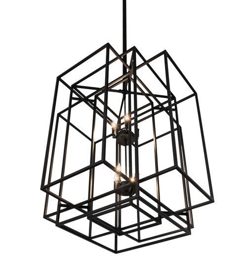 Meyda Lighting Kitzi Box 43" 8-Light Solar Black Pendant Light