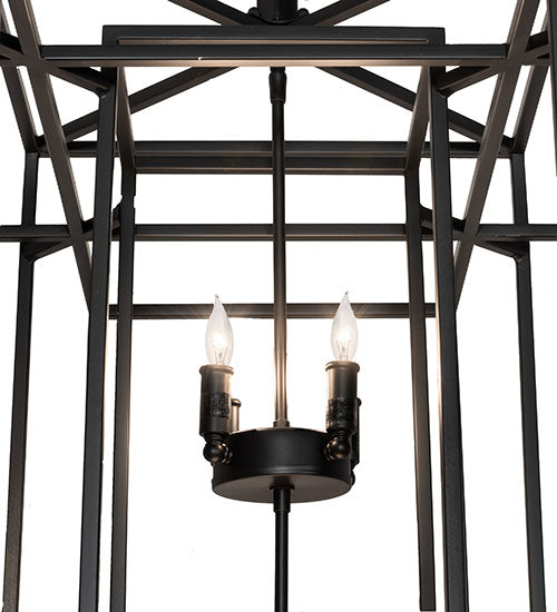 Meyda Lighting Kitzi Box 43" 8-Light Solar Black Pendant Light