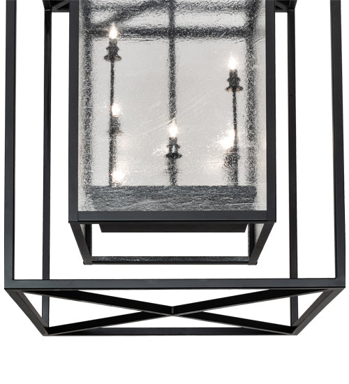 Meyda Lighting Kitzi Box 48" 8-Light Flat Black Pendant Light With Clear Seeded Wissmach Shade Glass