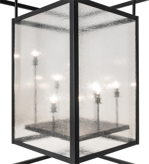Meyda Lighting Kitzi Box 48" 8-Light Flat Black Pendant Light With Clear Seeded Wissmach Shade Glass