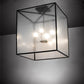 Meyda Lighting Kitzi Box 48"Sq 4-Light Flat Black Pendant Light With Rainstone Idalight Shade