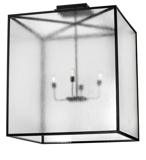 Meyda Lighting Kitzi Box 48"Sq 4-Light Flat Black Pendant Light With Rainstone Idalight Shade