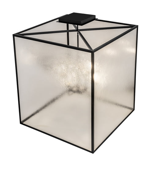 Meyda Lighting Kitzi Box 48"Sq 4-Light Flat Black Pendant Light With Rainstone Idalight Shade