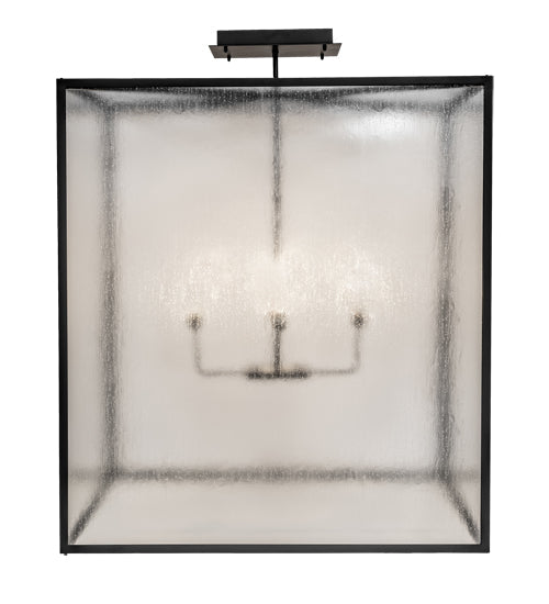 Meyda Lighting Kitzi Box 48"Sq 4-Light Flat Black Pendant Light With Rainstone Idalight Shade