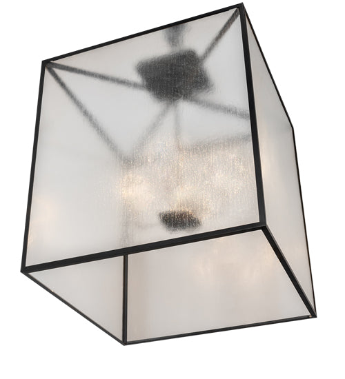 Meyda Lighting Kitzi Box 48"Sq 4-Light Flat Black Pendant Light With Rainstone Idalight Shade
