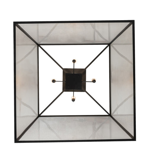 Meyda Lighting Kitzi Box 48"Sq 4-Light Flat Black Pendant Light With Rainstone Idalight Shade