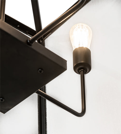 Meyda Lighting Kitzi Box 48"Sq 4-Light Flat Black Pendant Light With Rainstone Idalight Shade