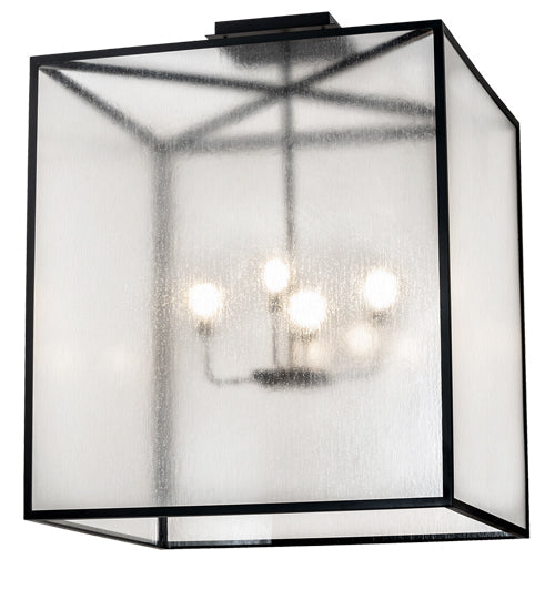 Meyda Lighting Kitzi Box 48"Sq 4-Light Flat Black Pendant Light With Rainstone Idalight Shade