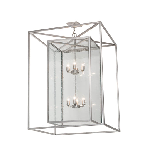 Meyda Lighting Kitzi Box 51" 8-Light Nickel Pendant Light With Clear Seeded Shade Glass