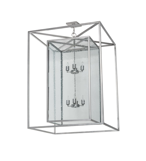 Meyda Lighting Kitzi Box 51" 8-Light Nickel Pendant Light With Clear Seeded Shade Glass