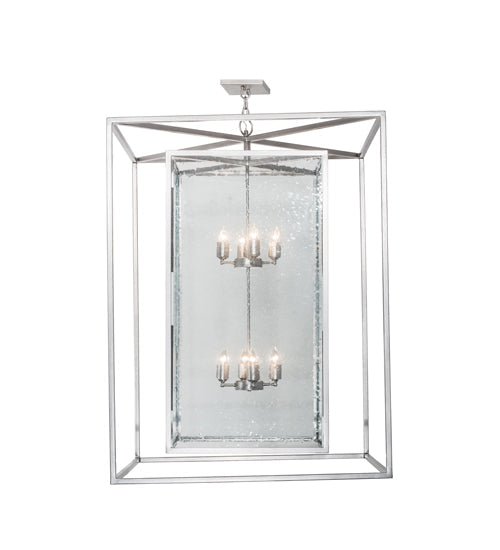 Meyda Lighting Kitzi Box 51" 8-Light Nickel Pendant Light With Clear Seeded Shade Glass