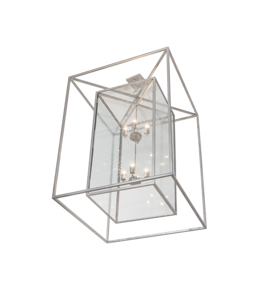 Meyda Lighting Kitzi Box 51" 8-Light Nickel Pendant Light With Clear Seeded Shade Glass
