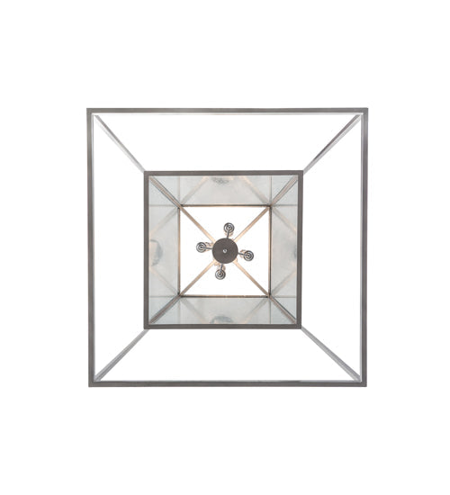 Meyda Lighting Kitzi Box 51" 8-Light Nickel Pendant Light With Clear Seeded Shade Glass